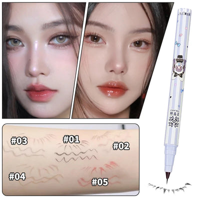 Slanting Ultra-thin Lower Eyelash Eyeliner Pen Liquid Waterproof Tea Grey Smooth Lying Silkworm Eyes Liner Pencil Makeup Tool