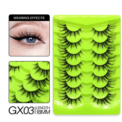 GROINNEYA Cat Eye Lashes Natural long Manga Lashes Faux Mink Eyelashes Winged End Eye Elongated Eyelashes Fake Lashes Soft