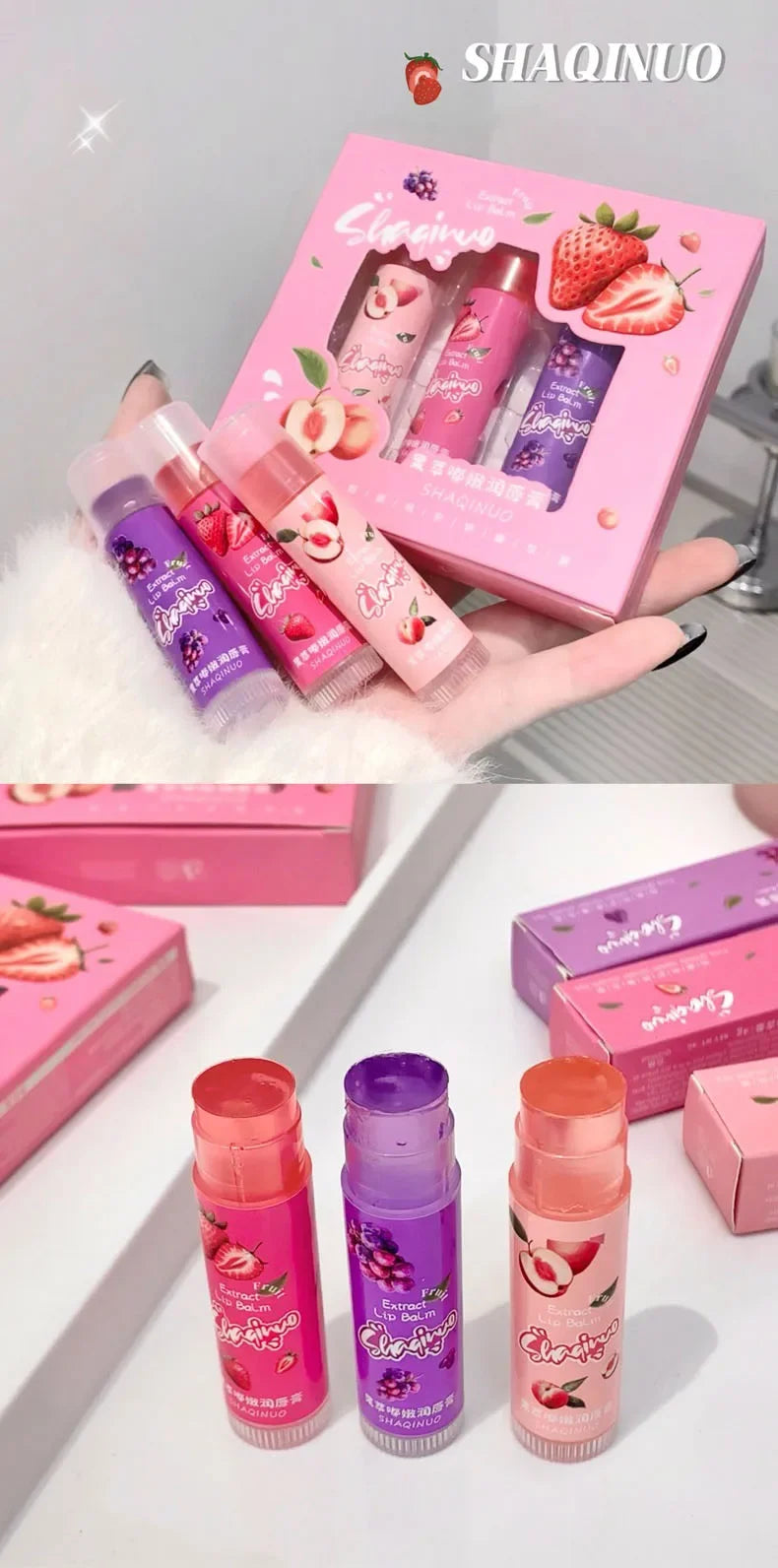 Jelly Fruit Lip Balm Plant Extract Moisturizing & Nourishing Lip Pomade Lasting Hydrating Lip Gloss Care Juicy Peach Lipsticks