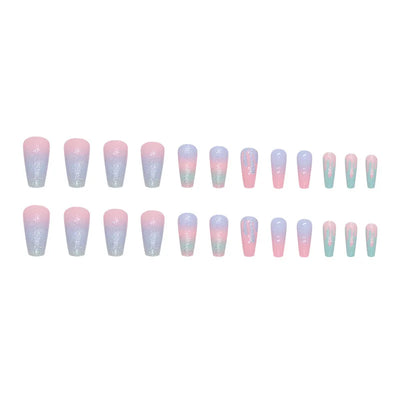 24-piece Long French Minimalist Gradient Fingernail with 1 Jelly and 1 Nail File