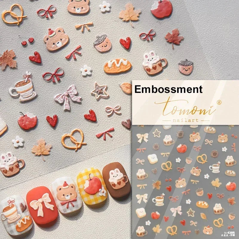 Cat's Eye 5D Gradient European Love Heart Gem Wing Crystal Geometric Colorful Self Adhesive Nail Art Stickers Manicure Decals