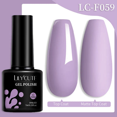Lilycute Auroras Effect Gel Nail Polish Top Coat Summer Purple Spar Glitter Laser Semi Permanent Soak Off Nail Art Gel Varnish