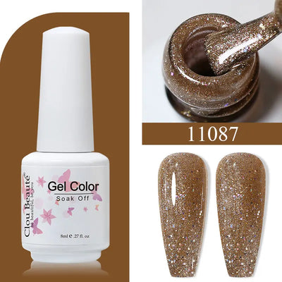 Clou Beaute 8ml Gel Polish Colorful Glitter UV Nail Gel Vernis Semi Permanent Glass Bottle Blue Green White Soak Off Gel Nail