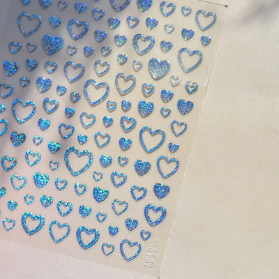 Cat's Eye 5D Gradient European Love Heart Gem Wing Crystal Geometric Colorful Self Adhesive Nail Art Stickers Manicure Decals