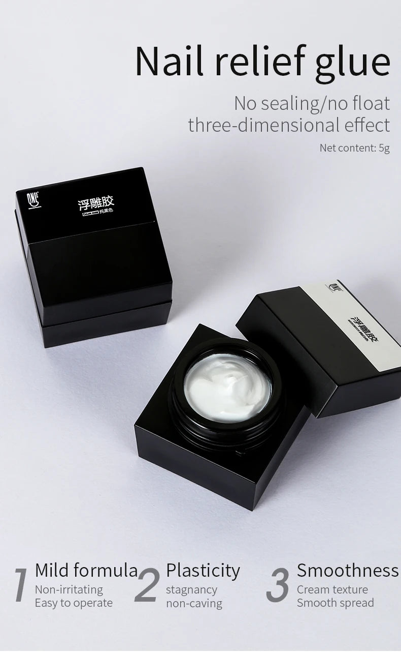 5ml Painted Embossed Gel Nail Polish 3D Black White Nail Art Plaster Gypsum Drawing Painting Carving Gel Salon DIY Manicure Tool