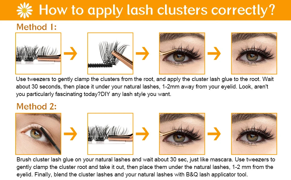 DIY Clusters Eyelash Extension, Dovetail, Segmented Lashes, 36 Volume, 3D Fluffy, Natural, Individual Bundles, LC02-7