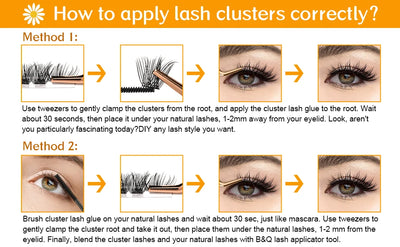 DIY Clusters Eyelash Extension, Dovetail, Segmented Lashes, 36 Volume, 3D Fluffy, Natural, Individual Bundles, LC02-7