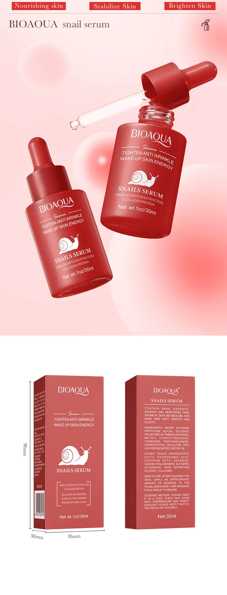 BIOAQUA Vitamin C Retinol Hyaluronic Acid Serum Moisturizing Brightening Hydrating Firming Facial Essence Beauty Face Skin Care