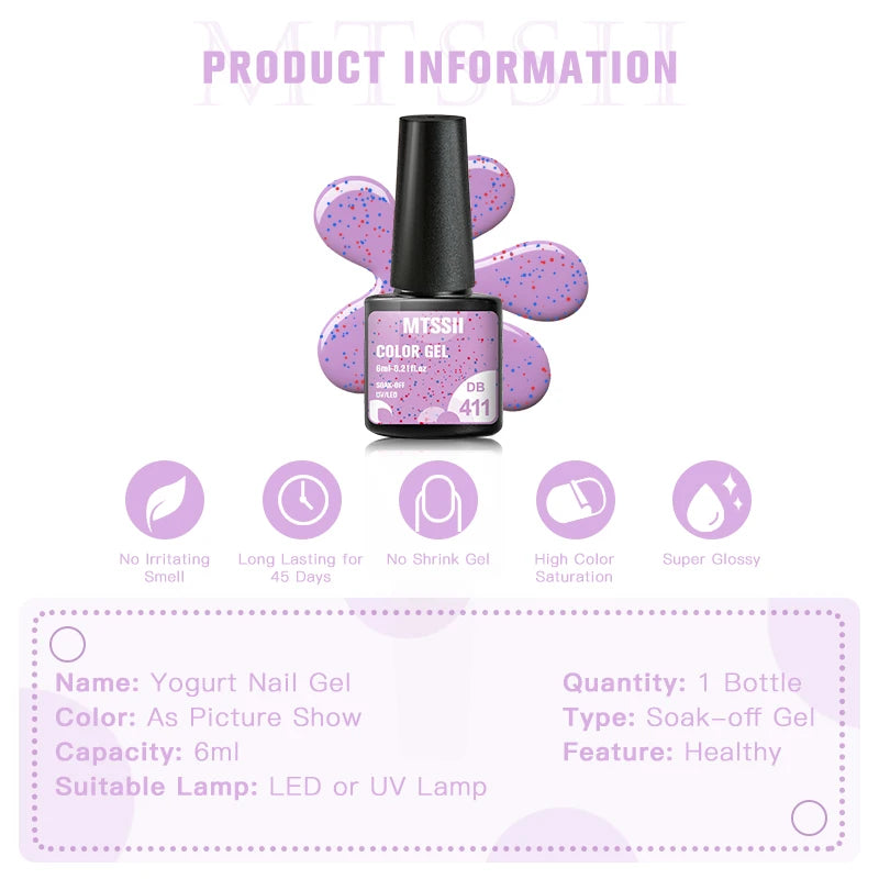Mtssii 6ml Nail Gel Jelly Eggshell Gel Nail Polish Transparent Gel Soak Off Nail Art Gel UV LED Varnish
