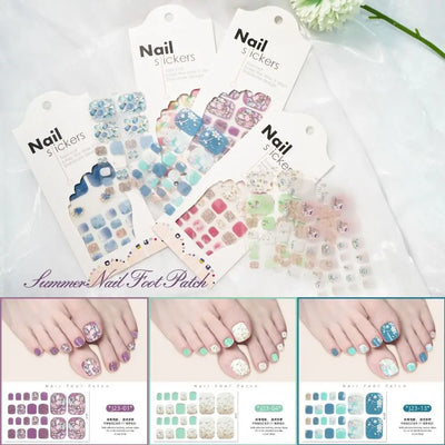 Removable Foot Nail Stickers White Flash Exquisite Toe Nail Sticker Fashion 22 Foot Nail Supplies And Manicure Tools Foot Toe