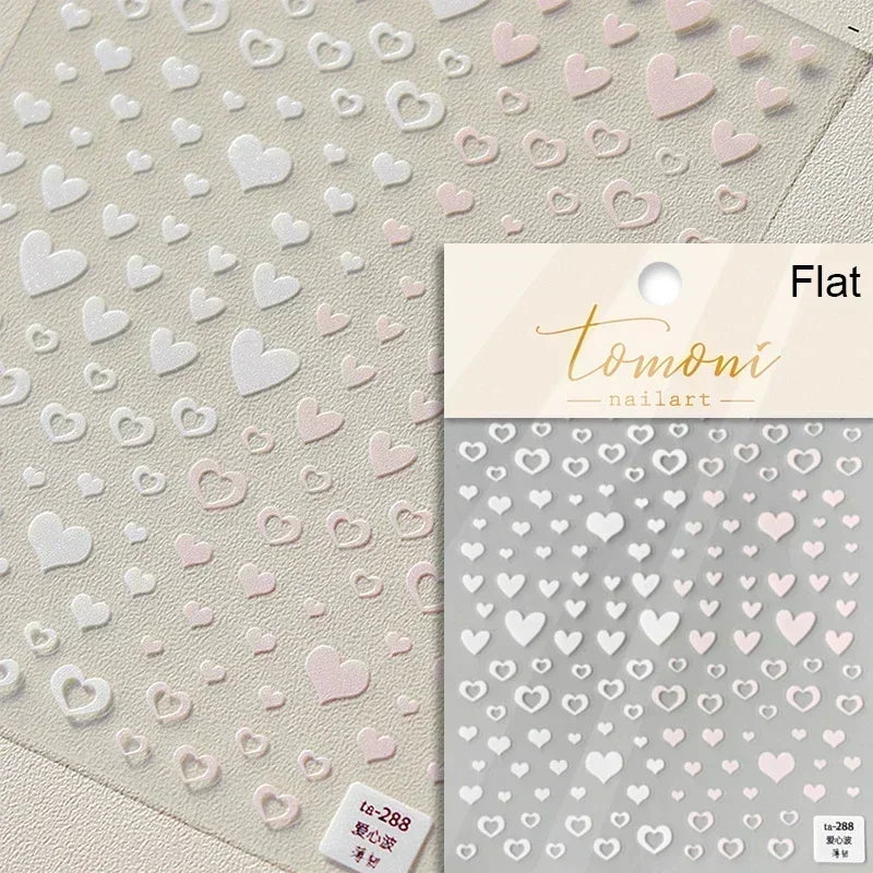 Cat's Eye 5D Gradient European Love Heart Gem Wing Crystal Geometric Colorful Self Adhesive Nail Art Stickers Manicure Decals