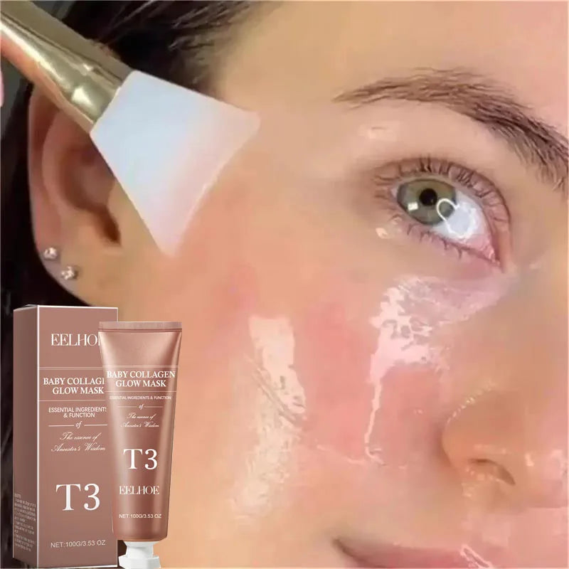 T3 Collagen Mask Peel Off Glowing Mask Lifting Firming Fade Fine Line Increase Elasticity Anti-Wrinkle Brighten Korean Skin Care