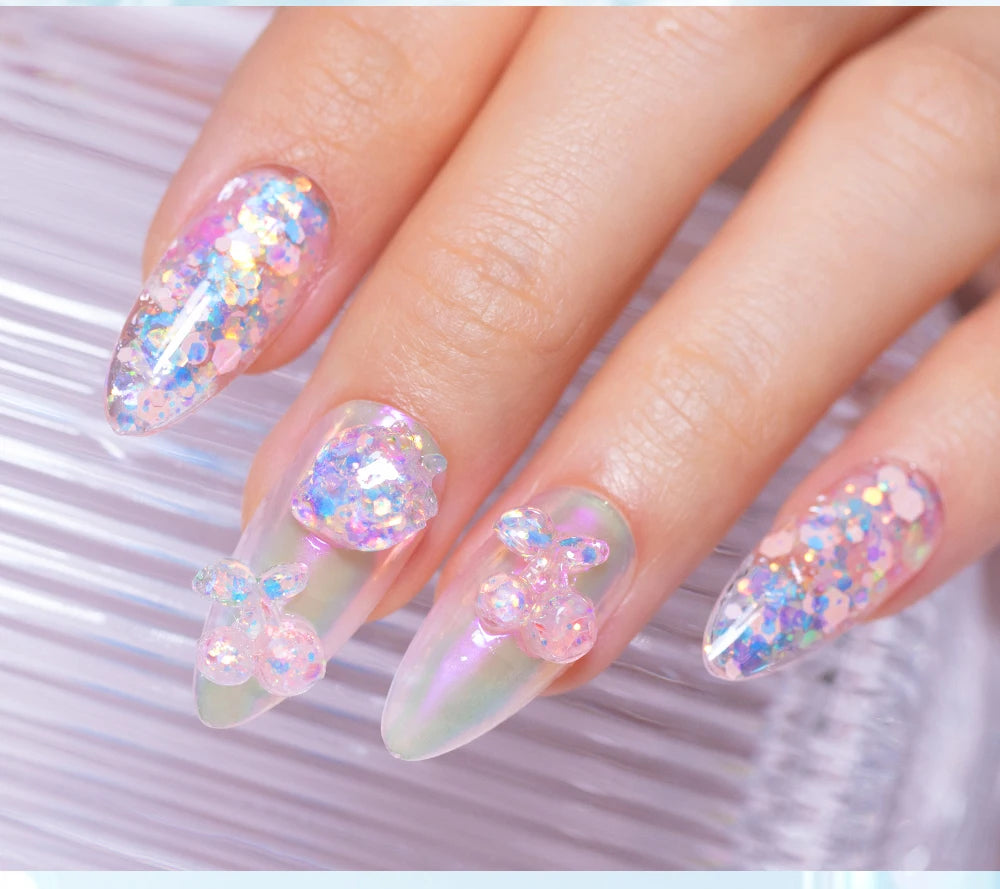 30g Dopamine Sequin Flexible 3D Gel Non Stick Hand Solid Extension Nail Gel Nude Pink White Extension Gel Rhinestone Glue Gel