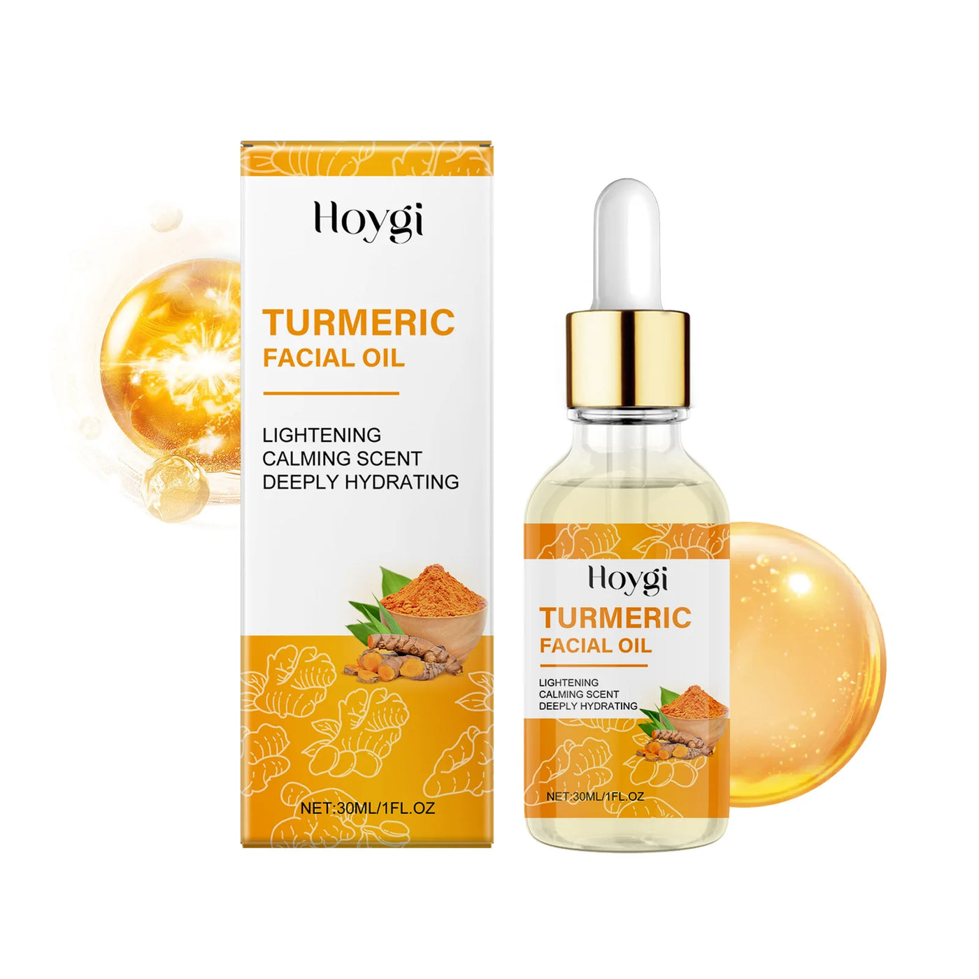 Turmeric Facial Essence Oil Nourishing Brightening Fade Dark Spot Skin Care Smoothing Firming Glowing Complexion Moisturizing