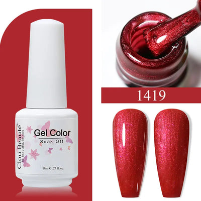 Clou Beaute 8ml Gel Polish Colorful Glitter UV Nail Gel Vernis Semi Permanent Glass Bottle Blue Green White Soak Off Gel Nail