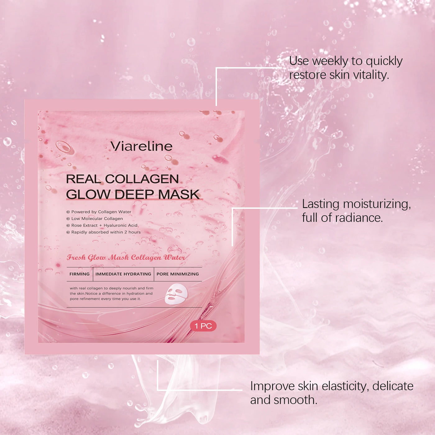 Collagen Hydrating Face Mask Pore Minimizing Anti Wrinkle Lift Firm Elasticity Enhancing Brightening Hyaluronic Acid Sheet Masks