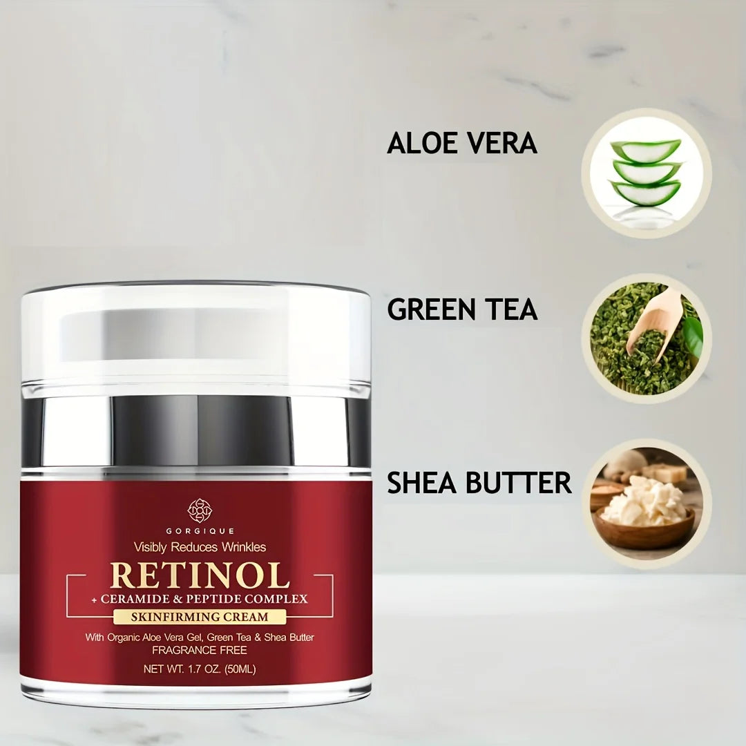 Retinol Skin Firming Face Cream with Organic Aloe Vera Gel Green Tea and Shea Butter