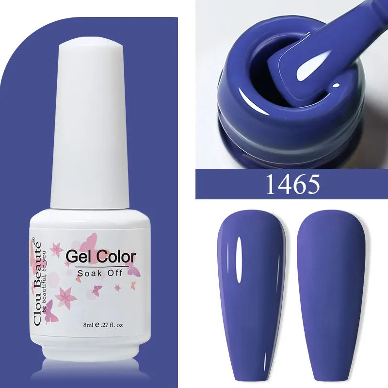 Clou Beaute 8ml Gel Polish Colorful Glitter UV Nail Gel Vernis Semi Permanent Glass Bottle Blue Green White Soak Off Gel Nail