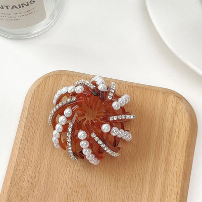 Women Bun Crystal Hair Claw Bird Nest Ponytail Buckle Ponytail  Holdedr Hair Clip DIY Bun Maker Female Hair Accessories