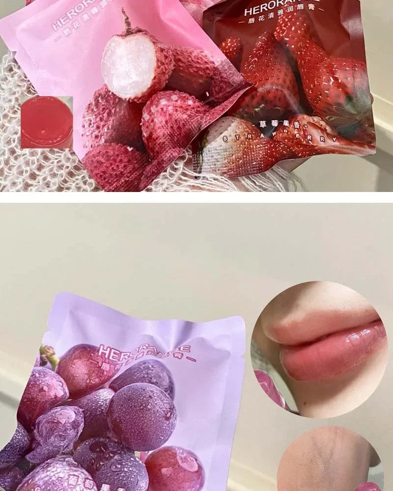 Peach Lychee Fruity Lip Balm Moisturizing Anti-Dry Anti Crack Clear Crystal Lip Balm Lip Care Mini Cute Jelly Lipstick Skin Care