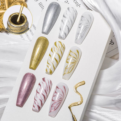 5ml Metallic Painting Liner Gel Nail Polish Set Gold Silver Pink Semi-Permanent Line UV Gel Varnish For Drawing French Nails