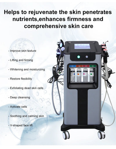 AOKO New10IN 1 Hydro Dermabrasion Aqua Peeling Ultrasound Facial Care Oxygen Injection Skin Rejuvenation Whiting Beauty Machine