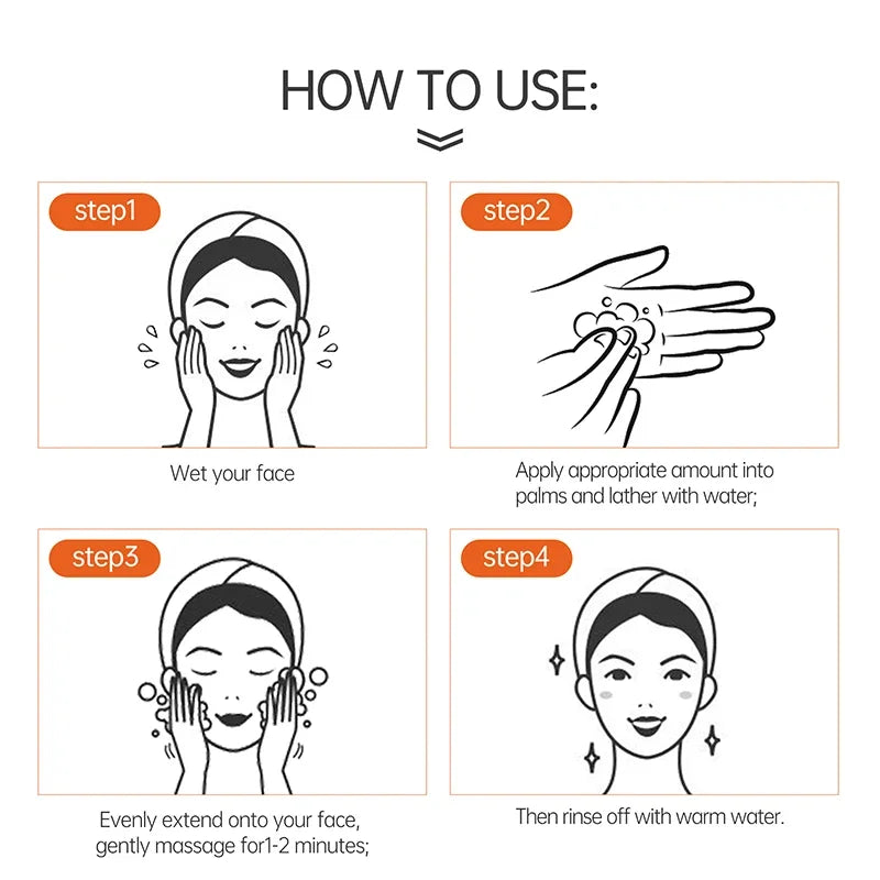 JoyPretty Vitamin C Facial Cleanser Oil Control Exfoliates Deep Cleaning Moisturizing Face Skin Care Cosmetics