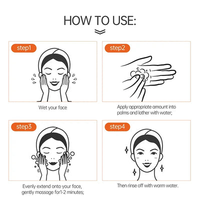 JoyPretty Vitamin C Facial Cleanser Oil Control Exfoliates Deep Cleaning Moisturizing Face Skin Care Cosmetics