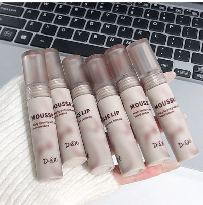 Gothic Matte Black Lipstick Waterproof Mousse Lip Mud Nude Brown Lipstick Moisturize Silky Gloss Makeup Non-stick Lips Tint