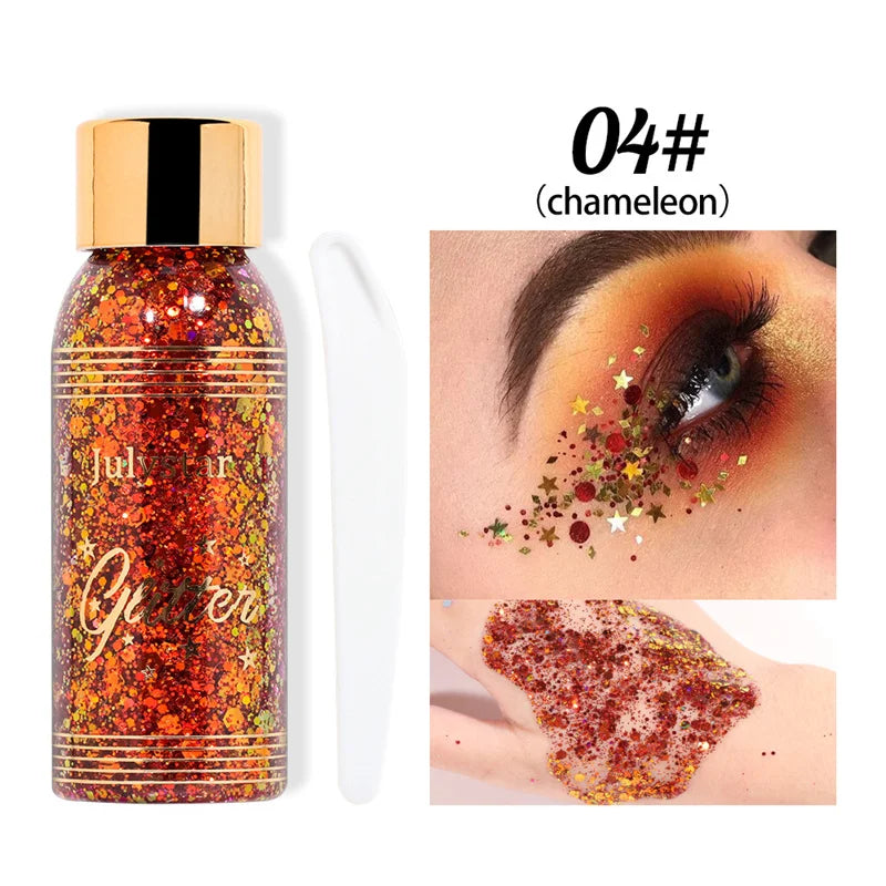 With Smear Spoon Multifunctional Eye Glitter Nail Hair Body Face Glitter Gel Art Flash Loose Sequins Cream Festival Glitter Deco