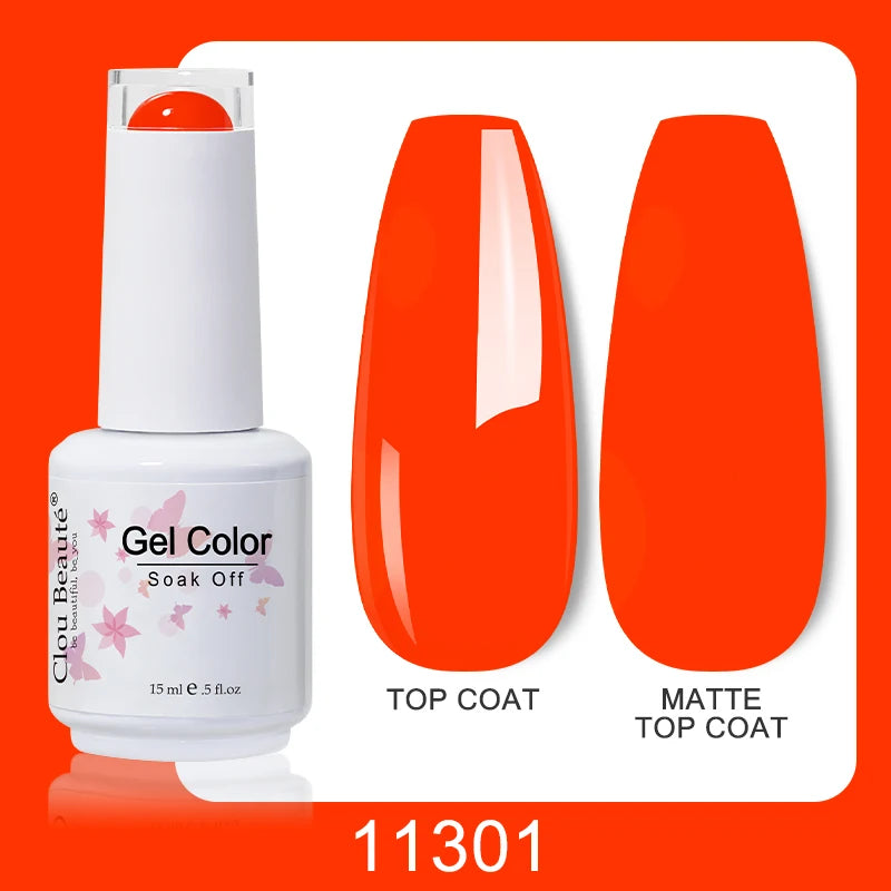 Clou Beaute Nail Gel Polish Kit 15ml Soak Off UVLED Nails Varnish Semi Permanent Nail Art Gels Lacquer Top Base Coat Gel Lacquer