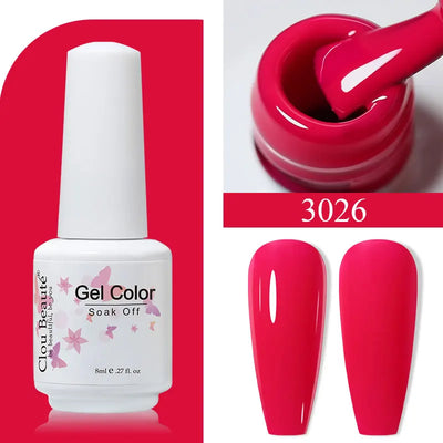 Clou Beaute 8ml Gel Polish Colorful Glitter UV Nail Gel Vernis Semi Permanent Glass Bottle Blue Green White Soak Off Gel Nail