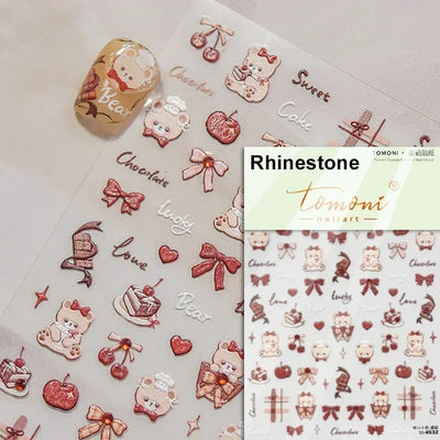 Cat's Eye 5D Gradient European Love Heart Gem Wing Crystal Geometric Colorful Self Adhesive Nail Art Stickers Manicure Decals