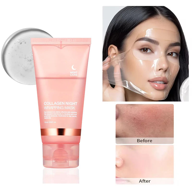 1/2/3box Collagen Wrapping Night Mask with Brush,Deep Moisturizing Care,Contains Collagen & Firming Facial Skin Care for Bedtime