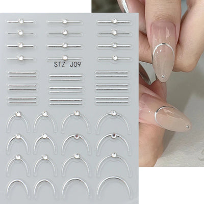 White 5D Pearl Lace Wave Lines Nail Art Stickers Elegant Exquisite Nail Decoration Decals Self Adhesive Transfer Slider Manicure