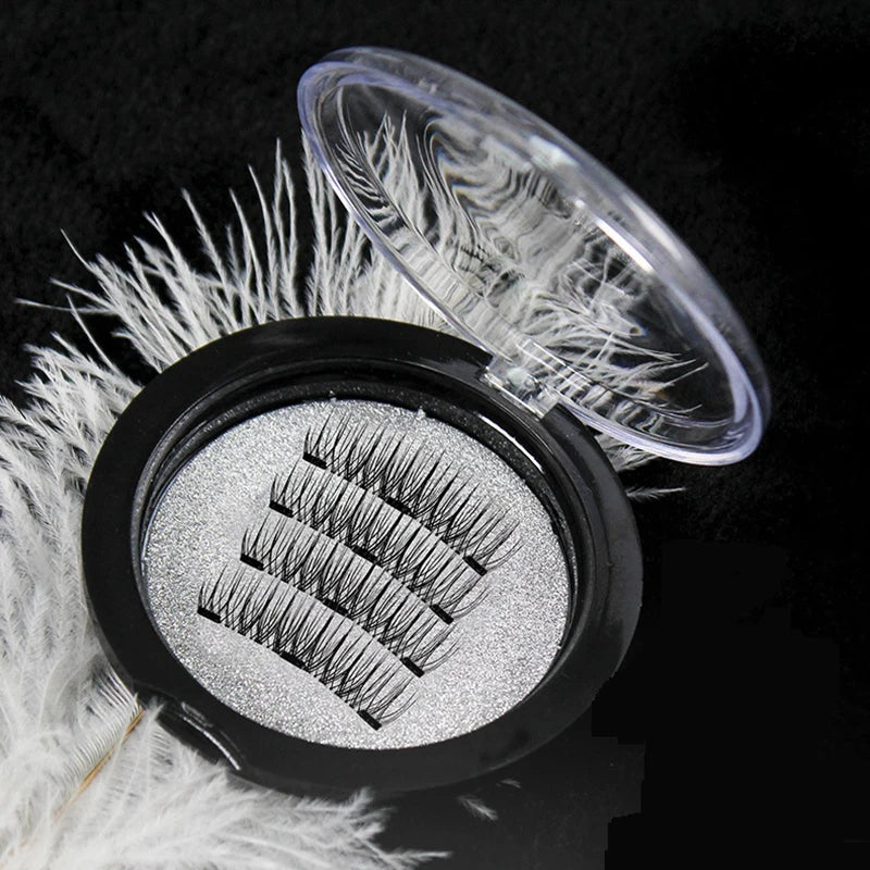 Three Magnet False Eyelashes Handmade Naturally Realistic Quick Paste Reuse 3D Magnetic False Eyelashes