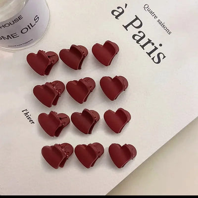 머리핀 1PC Red Black Matte Rabbit Head Flower Heart Cartoons Small Hair Claw Mini Hair Clips Hair Pins for Girls Styling Braiding