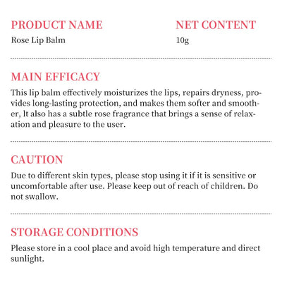 Rose Lip Balm Soft Lasting Nourishment and Moisture for Men and Women Fade Fine Lines Daily Care Lip Balm Clear Beautiful Skin