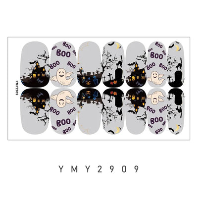 Baking Free Arrival Halloween Nail Stickers Full Sticker Fashion Nail Art Jewelry Wholesale Applique Nail Sticker 14 Tips