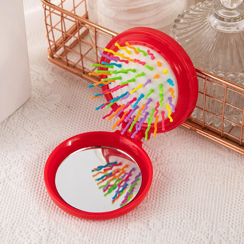 Traveling Small Size Hair Comb With Folding Mirror Portable Massage Folding Comb Women Girl Hair Brush With Mirror Styling Tools
