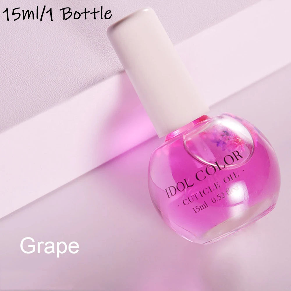 15ml/1 Bottle Dried Flowers Softener Nutritional Cuticle Oil 8Color Cuticle Oil Multi Fragrance Nail Edge Care Nail Art Tool*