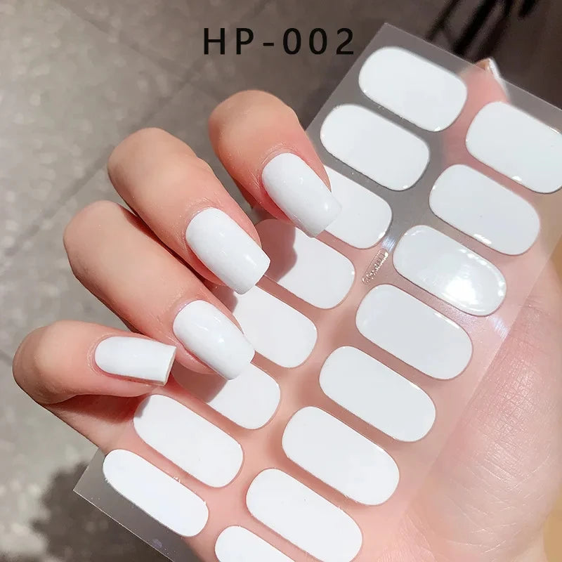 Semi-Cured Gel Nail Sticker 16Tips Glitter Pink UV Gel Nail Glitter Stickers Full Cover Long-Lasting UV Lamp Cured Manicure Tips