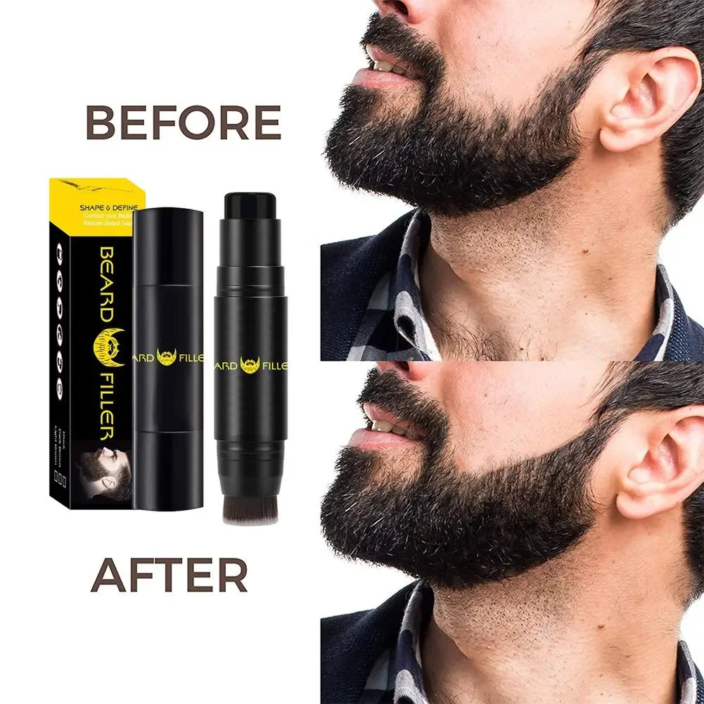 Men Beard Filling Stamp Beard Pencil Filler Waterproof Moustache Pen Beard Brush Enhancer Moustache Coloring Shaping Sweatproof