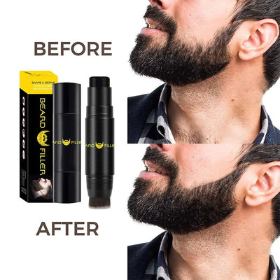Men Beard Filling Stamp Beard Pencil Filler Waterproof Moustache Pen Beard Brush Enhancer Moustache Coloring Shaping Sweatproof
