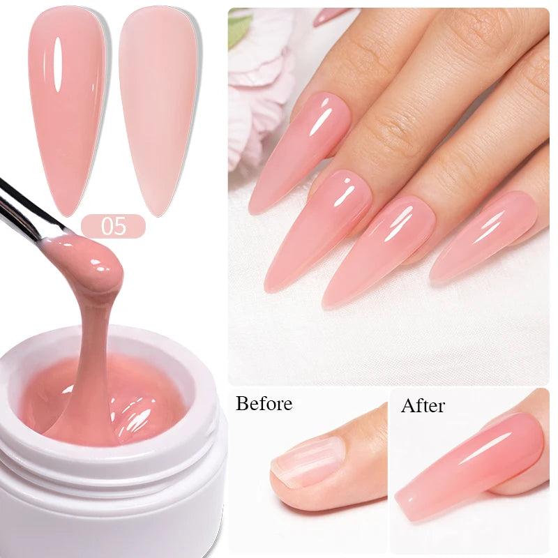 30g Dopamine Sequin Flexible 3D Gel Non Stick Hand Solid Extension Nail Gel Nude Pink White Extension Gel Rhinestone Glue Gel