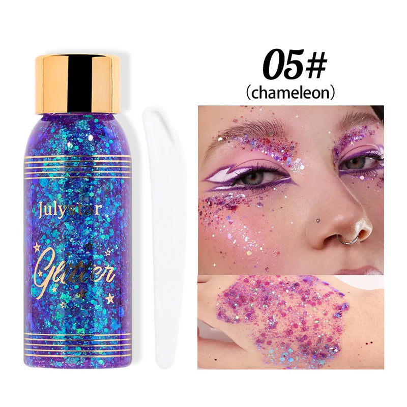 With Smear Spoon Multifunctional Eye Glitter Nail Hair Body Face Glitter Gel Art Flash Loose Sequins Cream Festival Glitter Deco