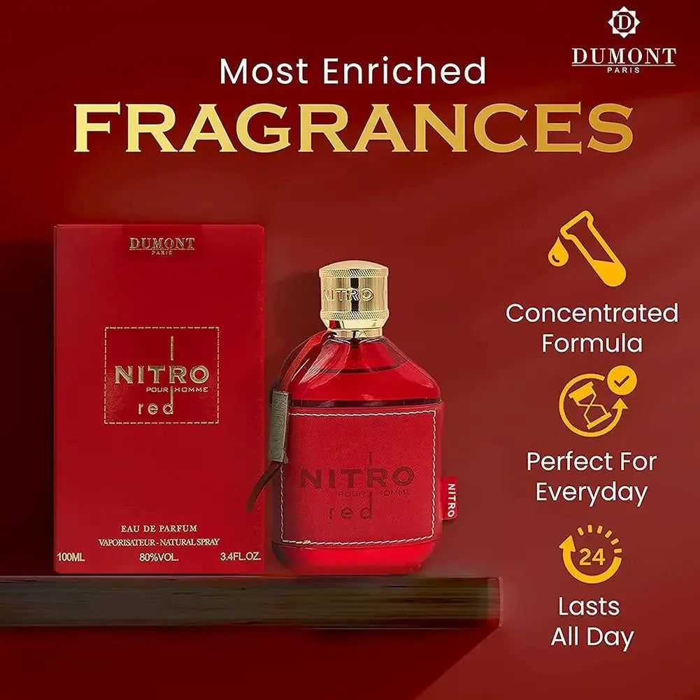 Nitro Red Dumont MEN Fragrance Middle Eastern Arabic Perfume Men's Perfume Women's Perfume Long-lasting 100ml