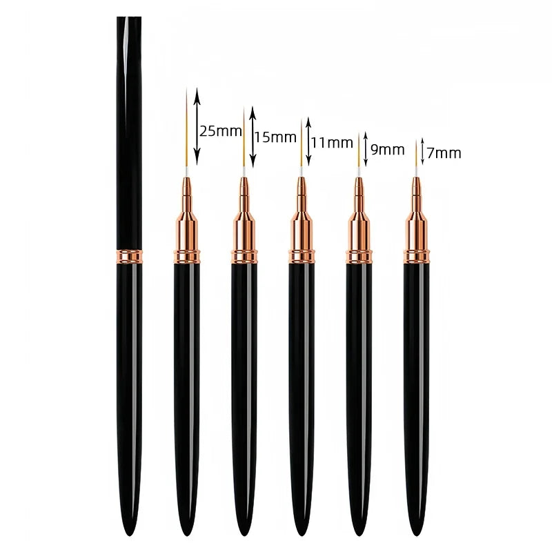 7/9/11/15/25mm Nail Liner Brush Set Drawing Lines Stripe Painting Flower Pen Nail Art Manicure DIY Manicure Design Accessories