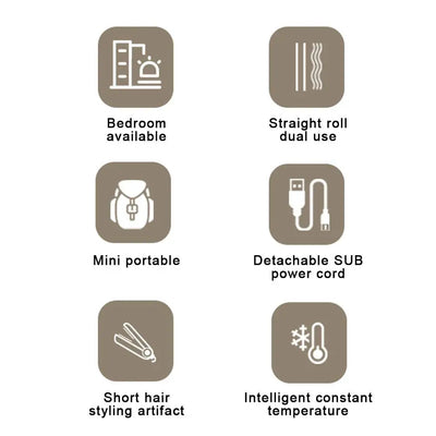 Mini Usb Portable Cordless Hair Straightener Curler Styling Flat Iron Rechargeable Split Professional Curling Straightening V7w7