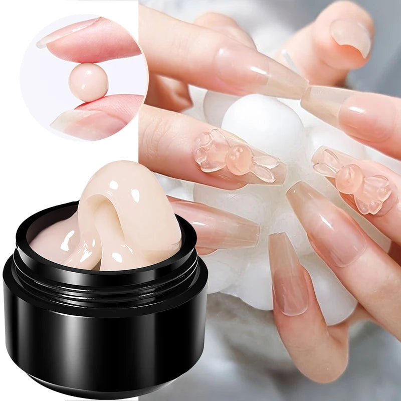 BORN PRETTY 15ml Nude White Non Stick Hand Solid Extension Nail Gel Polish Carving Flower Nail Art Building Constructed UV Gel